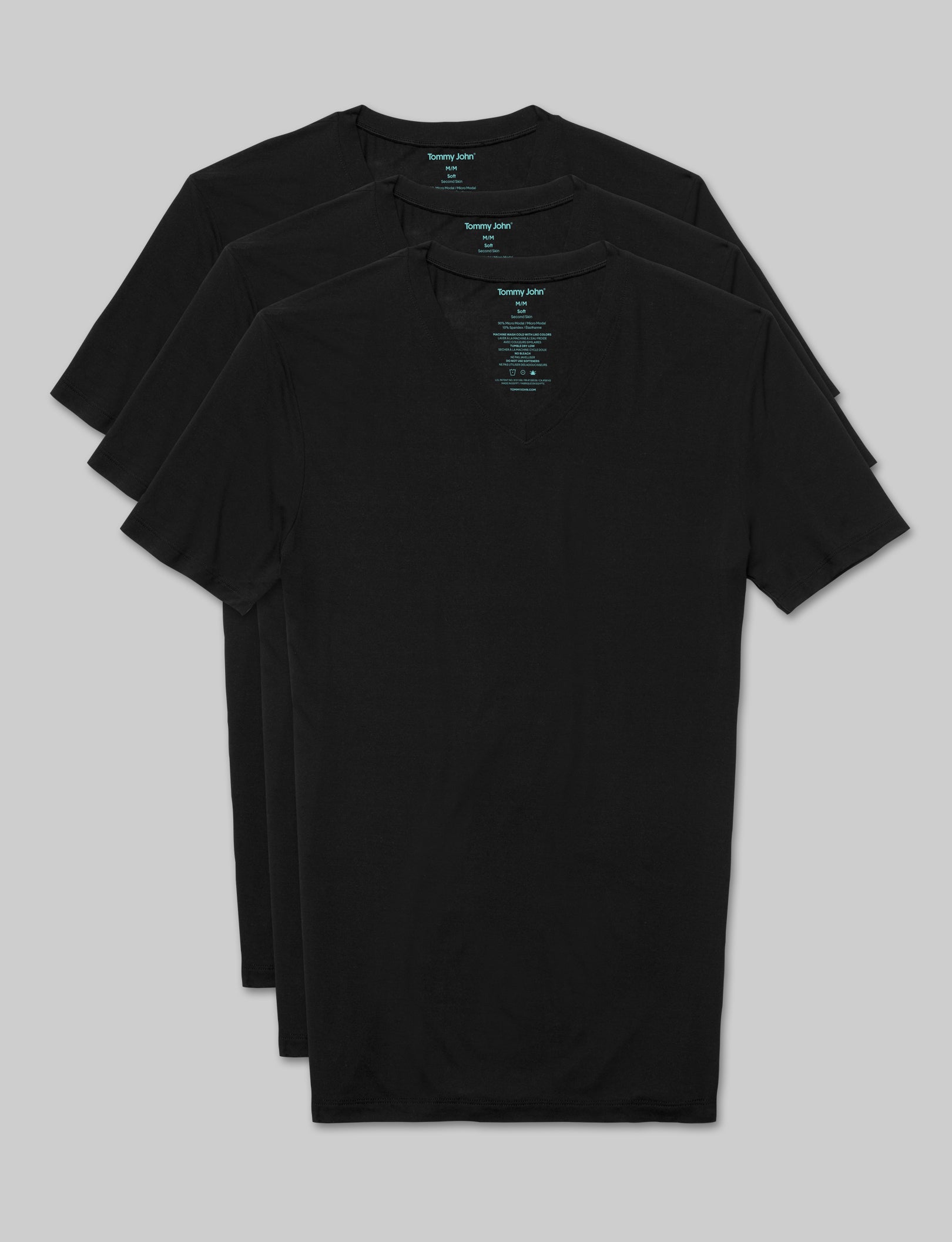 Second Skin High V-Neck Stay-Tucked Undershirt (3-Pack) - Image 2