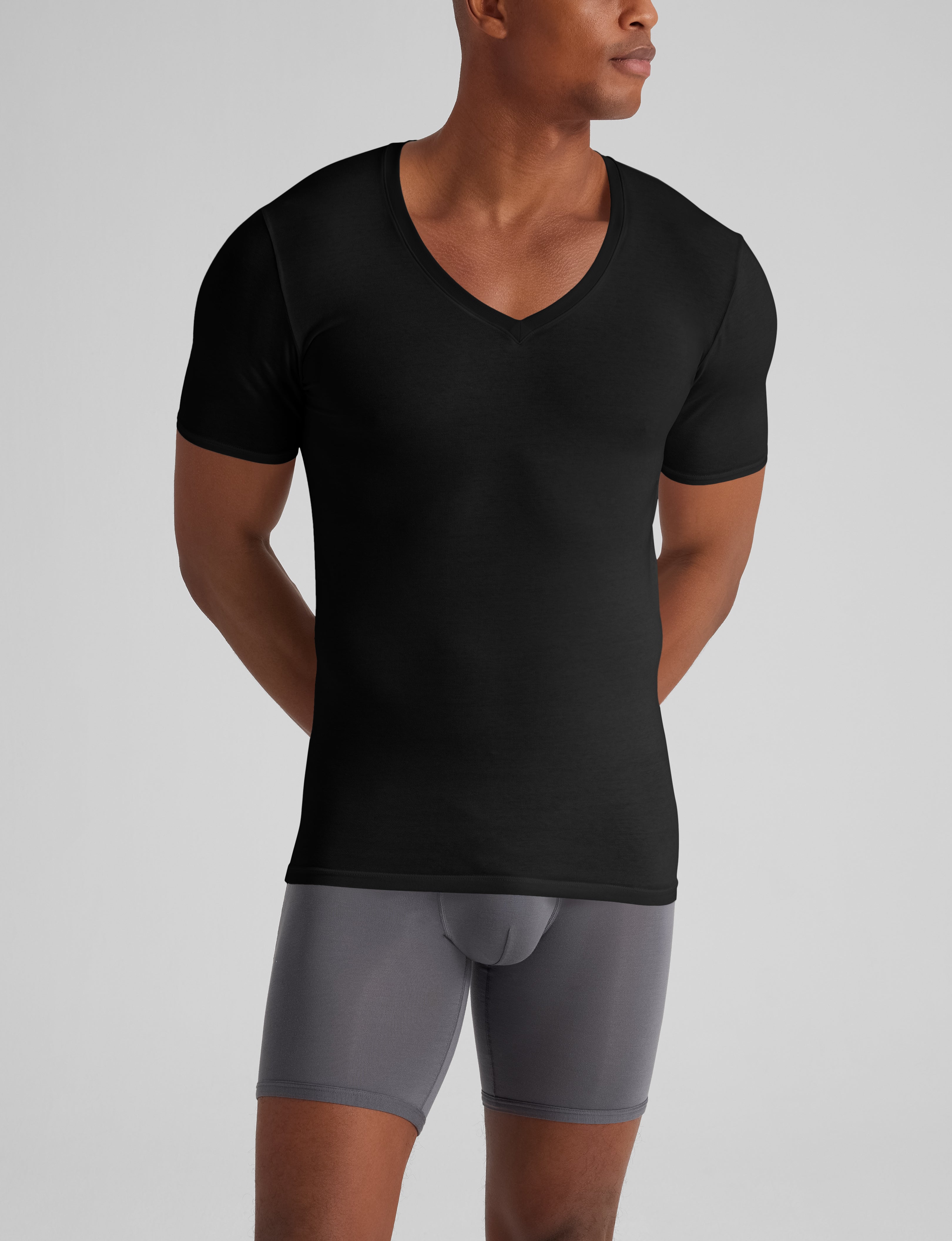 Cool Cotton Deep V-Neck Stay-Tucked Undershirt (3-Pack) - Image 3