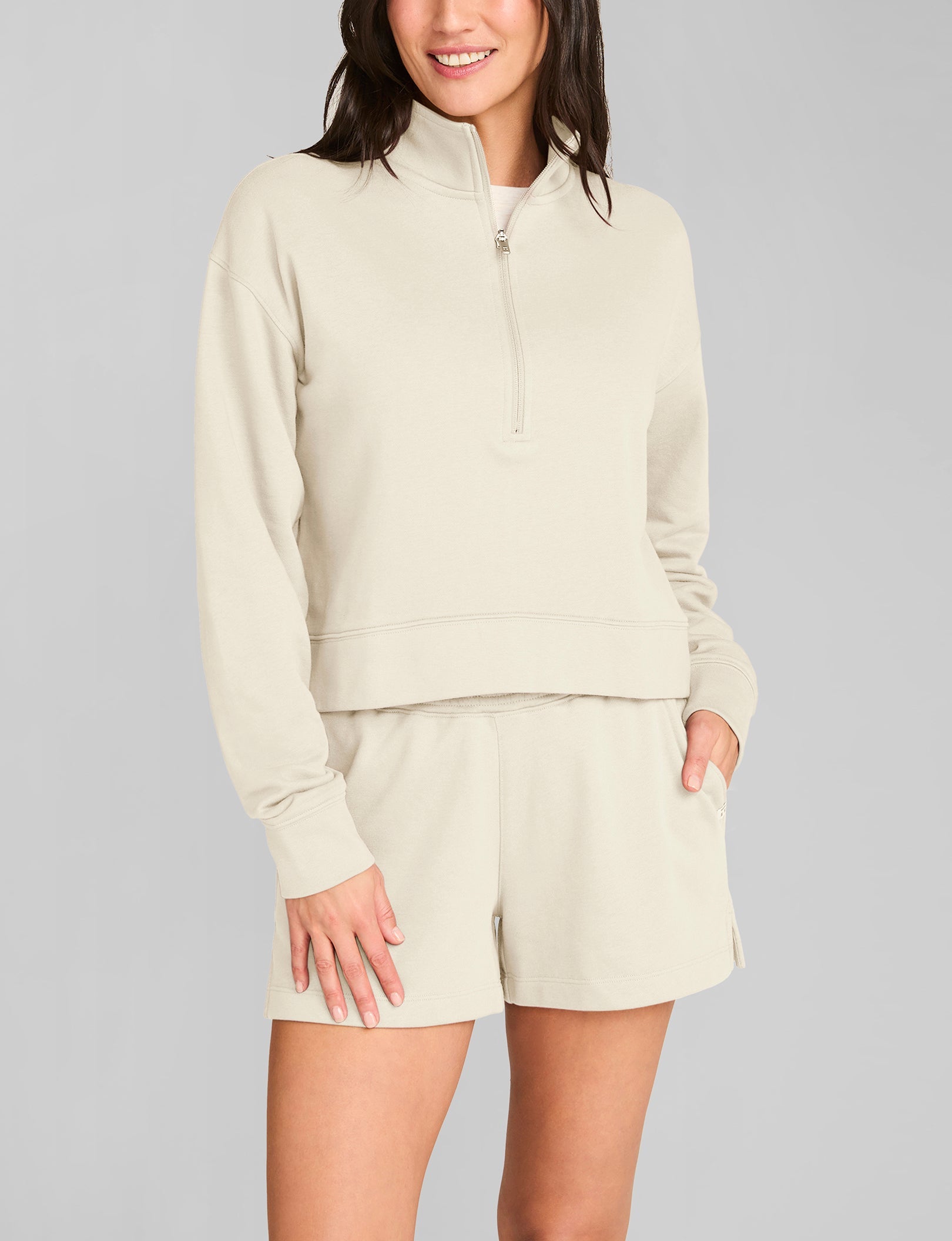Women's French Terry Half-Zip Sweatshirt - Image 17