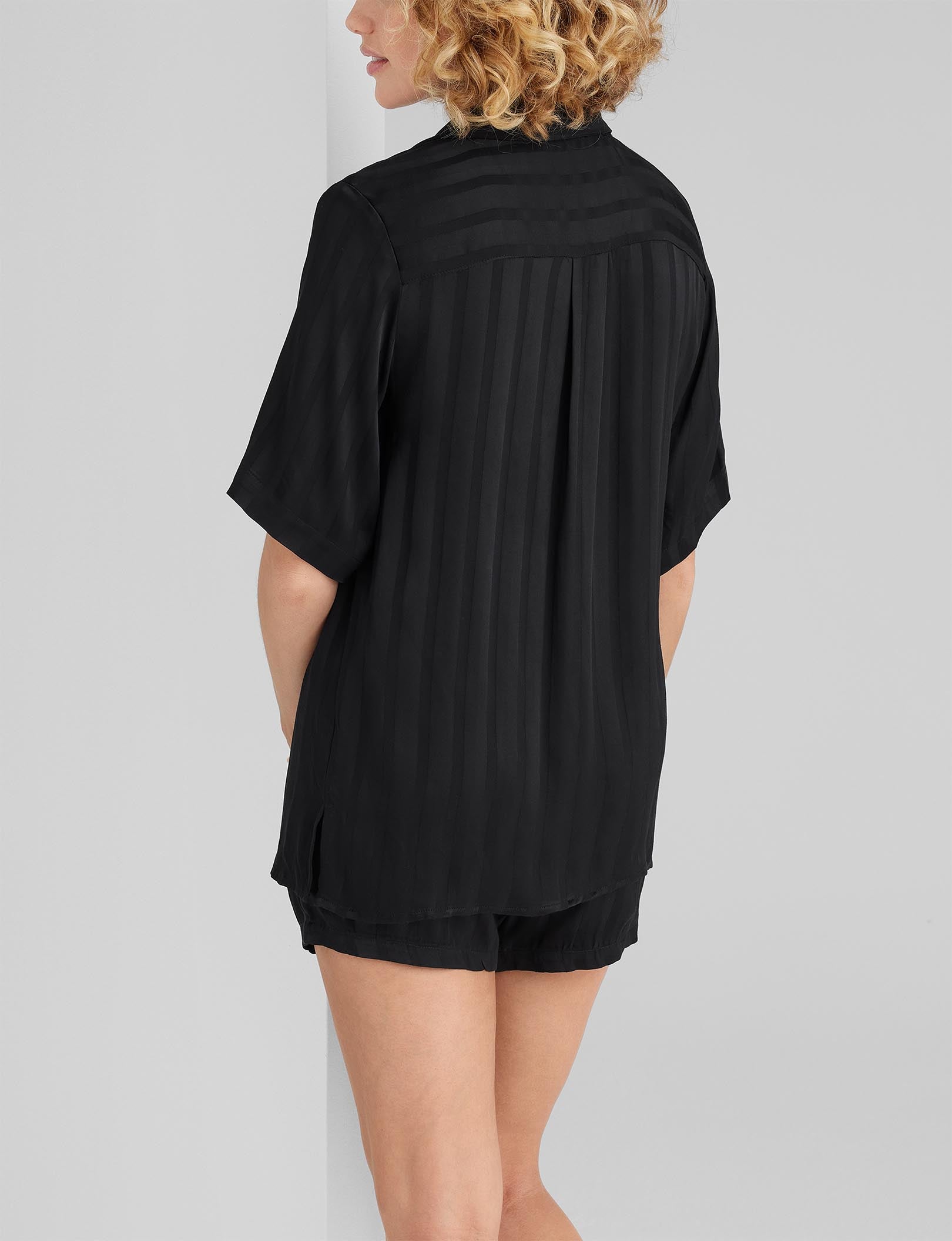 Women's Satin Jacquard Pajama Top & Short Set - Image 5