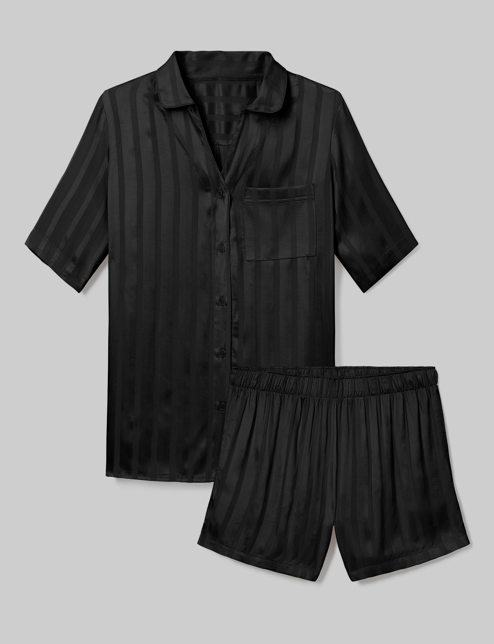 Women's Satin Jacquard Pajama Top & Short Set - Image 2