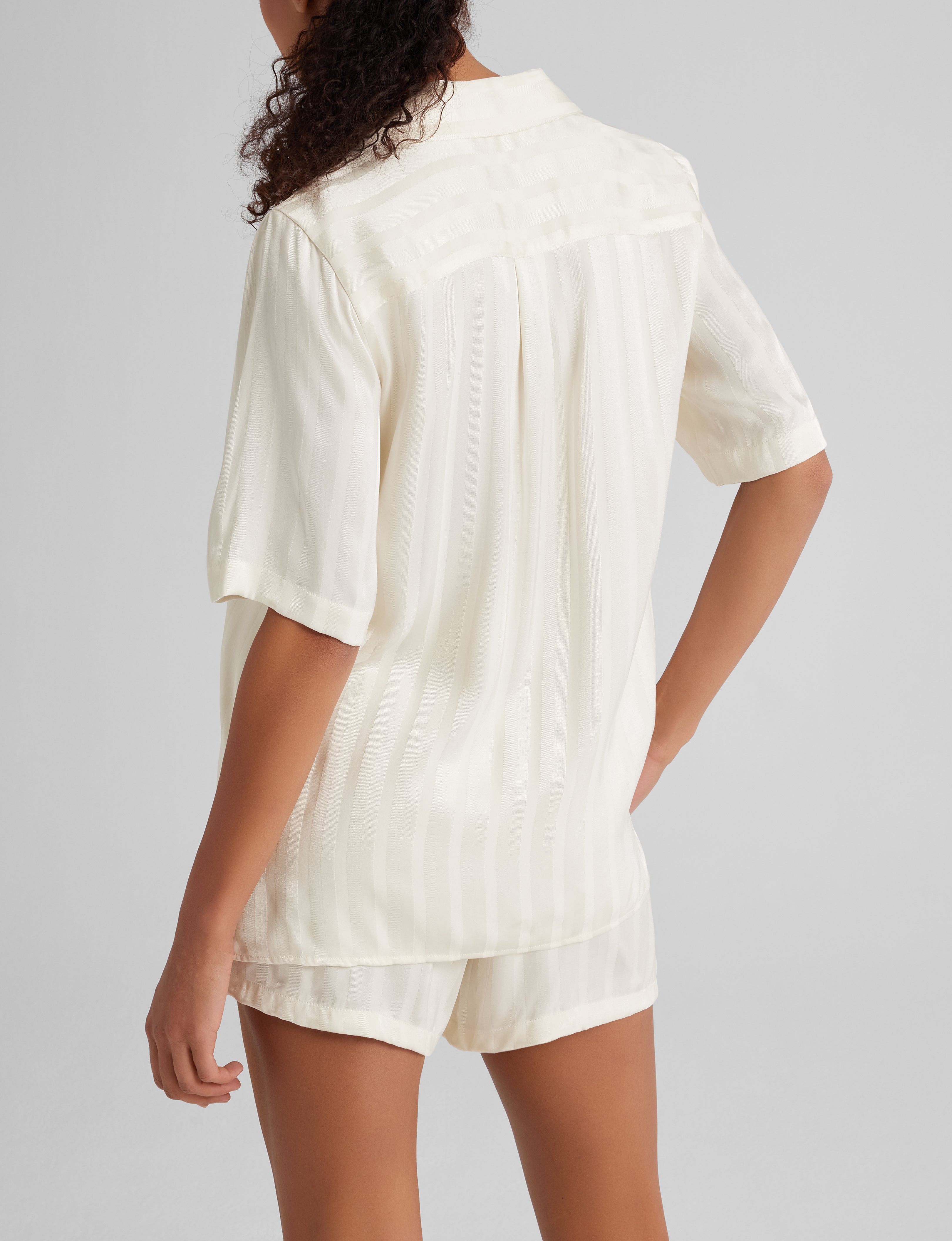 Women's Satin Jacquard Pajama Top & Short Set - Image 16