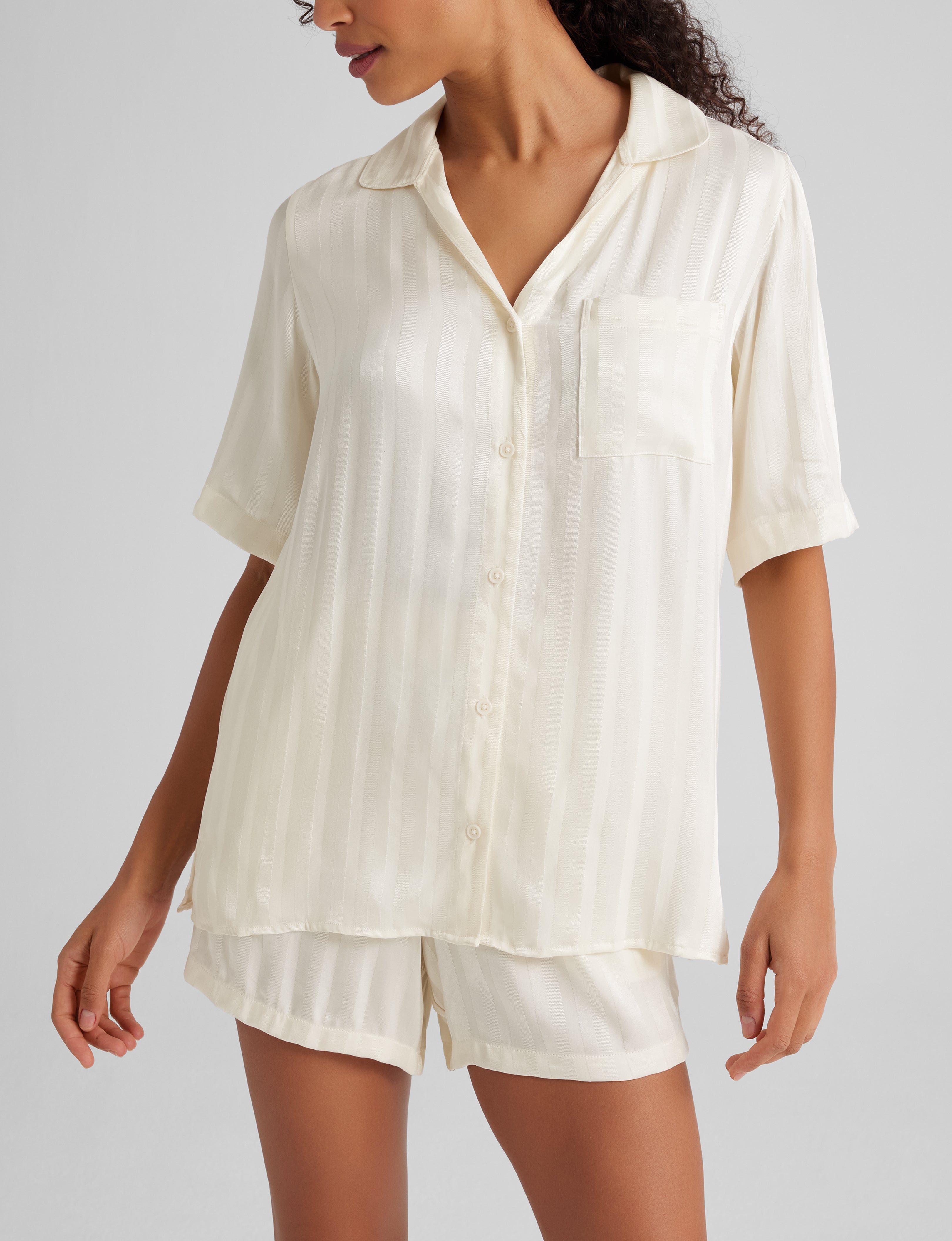 Women's Satin Jacquard Pajama Top & Short Set - Image 15