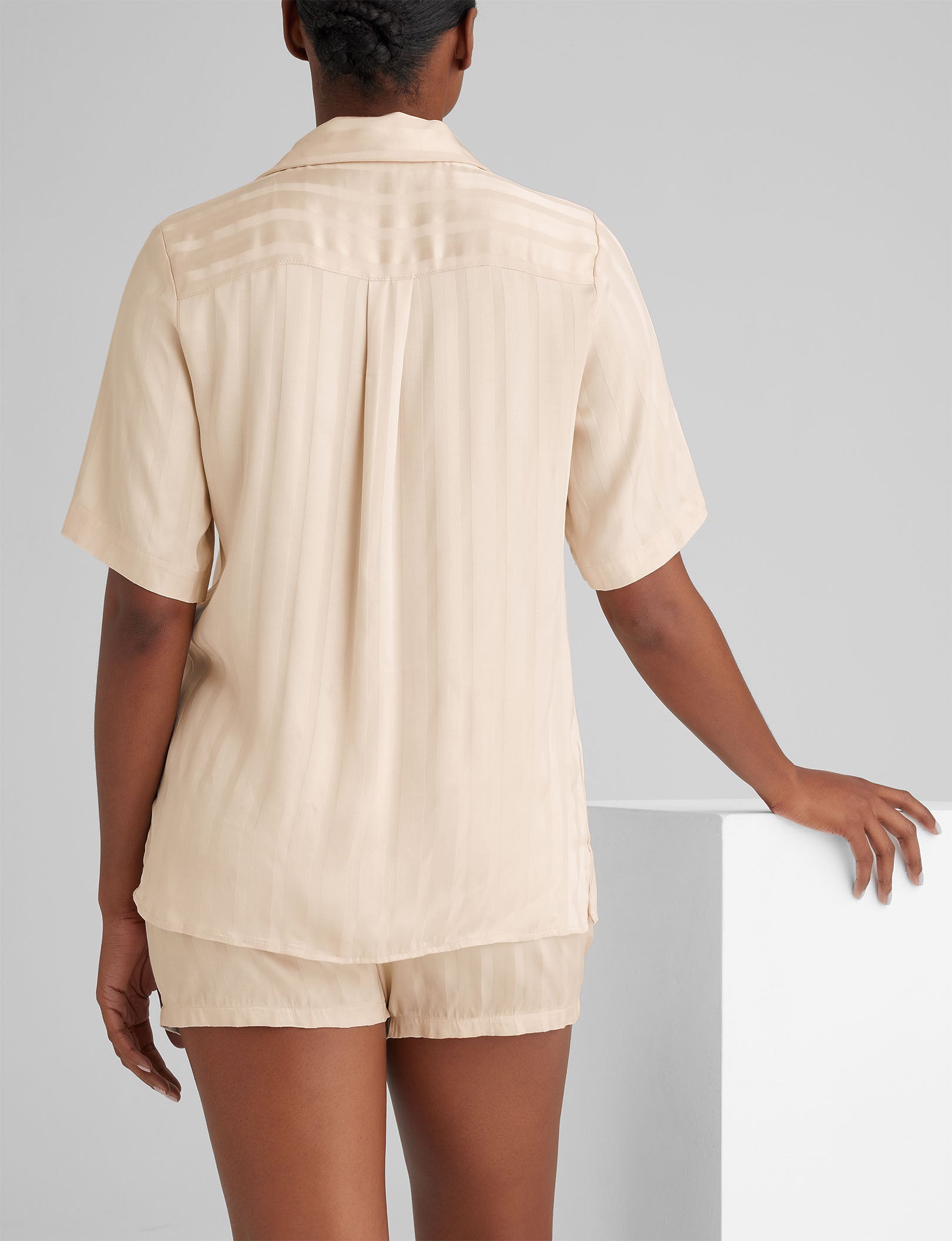 Women's Satin Jacquard Pajama Top & Short Set - Image 23