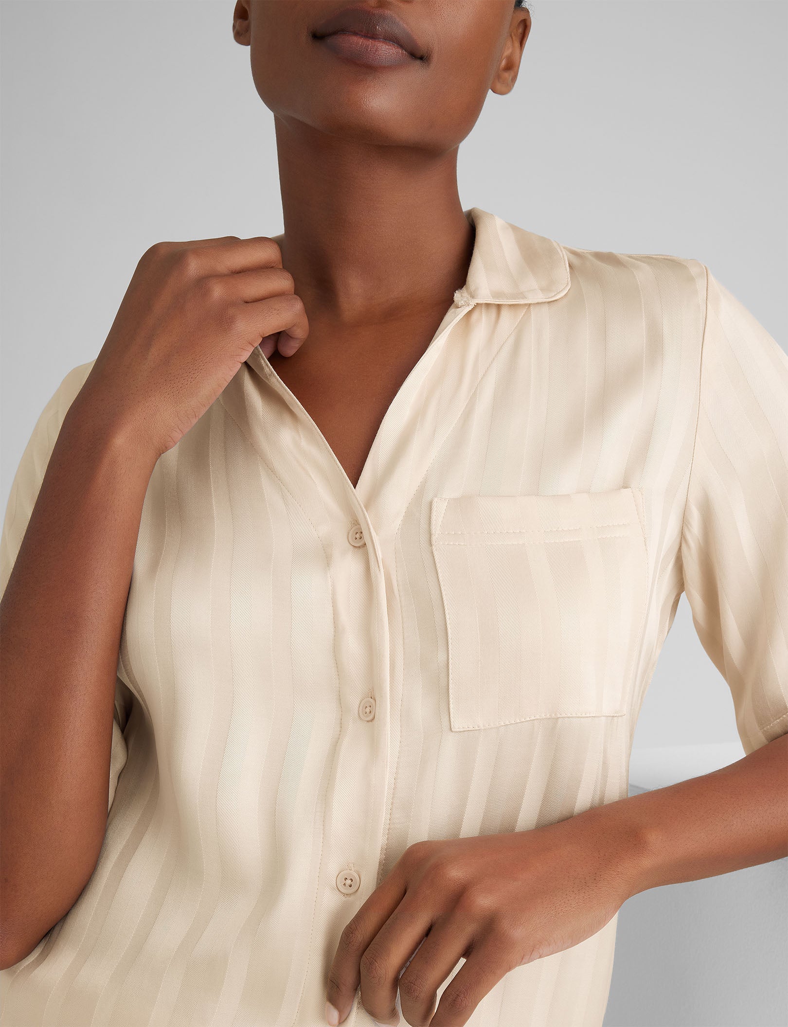 Women's Satin Jacquard Pajama Top & Short Set - Image 22