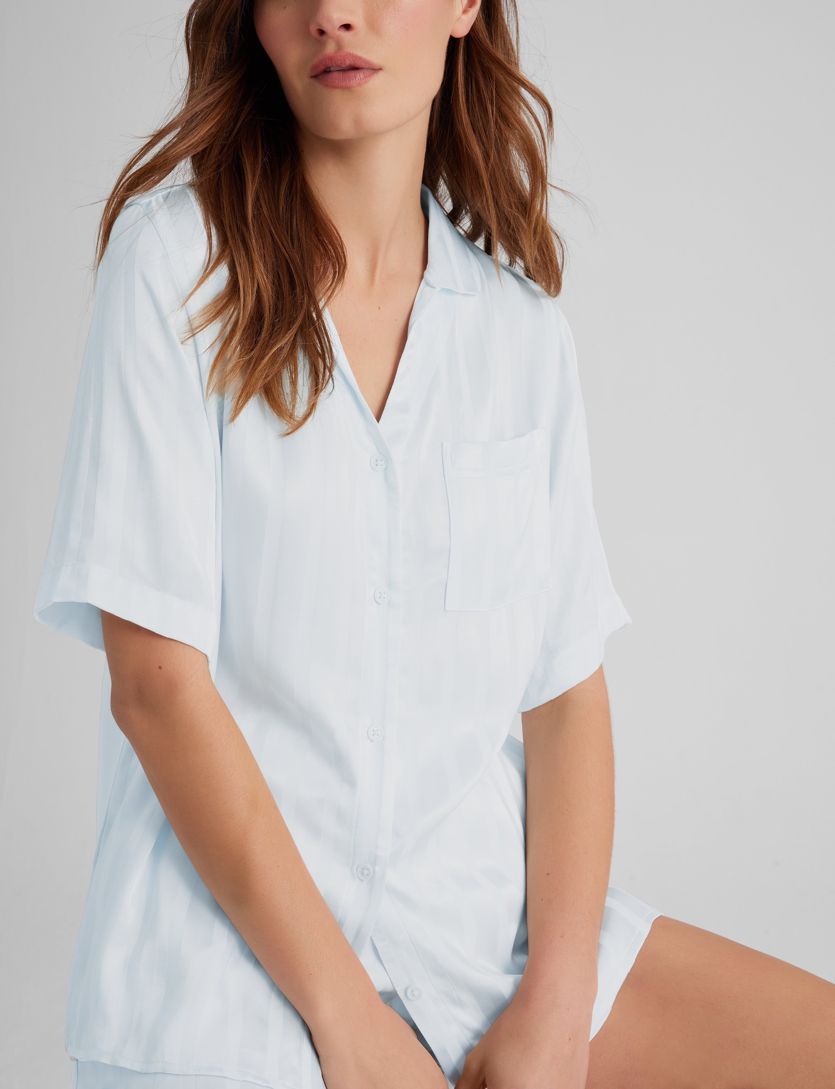 Women's Satin Jacquard Pajama Top & Short Set - Image 20