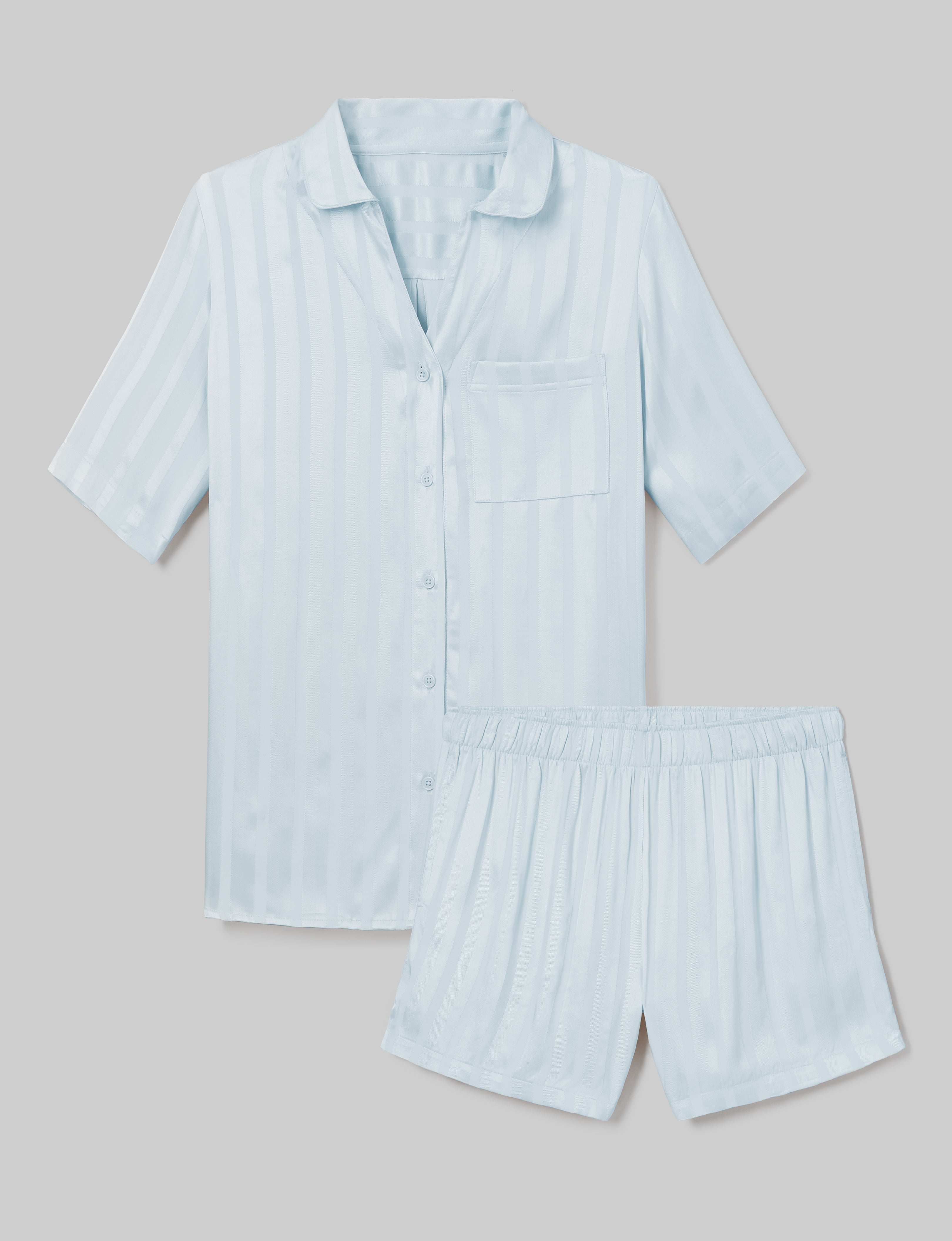 Women's Satin Jacquard Pajama Top & Short Set - Image 7