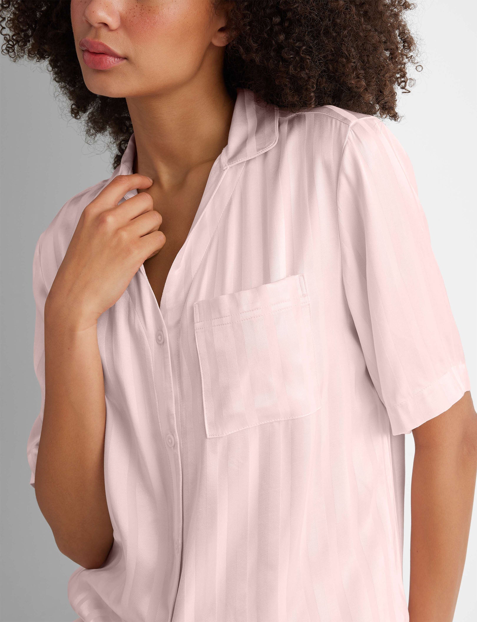 Women's Satin Jacquard Pajama Top & Short Set - Image 13