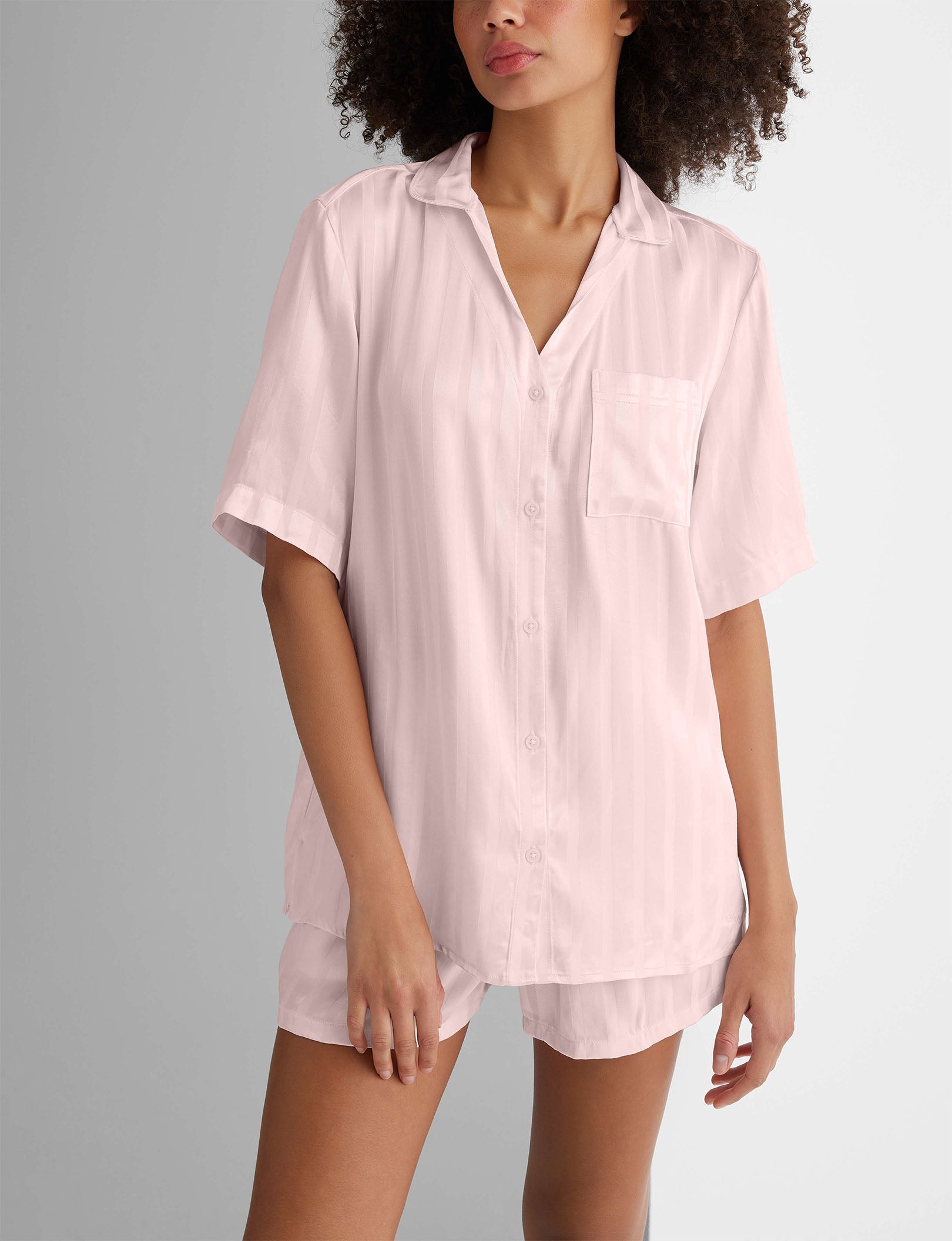 Women's Satin Jacquard Pajama Top & Short Set - Image 11