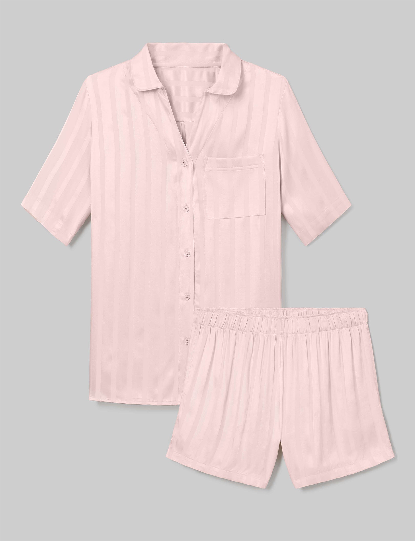 Women's Satin Jacquard Pajama Top & Short Set - Image 8