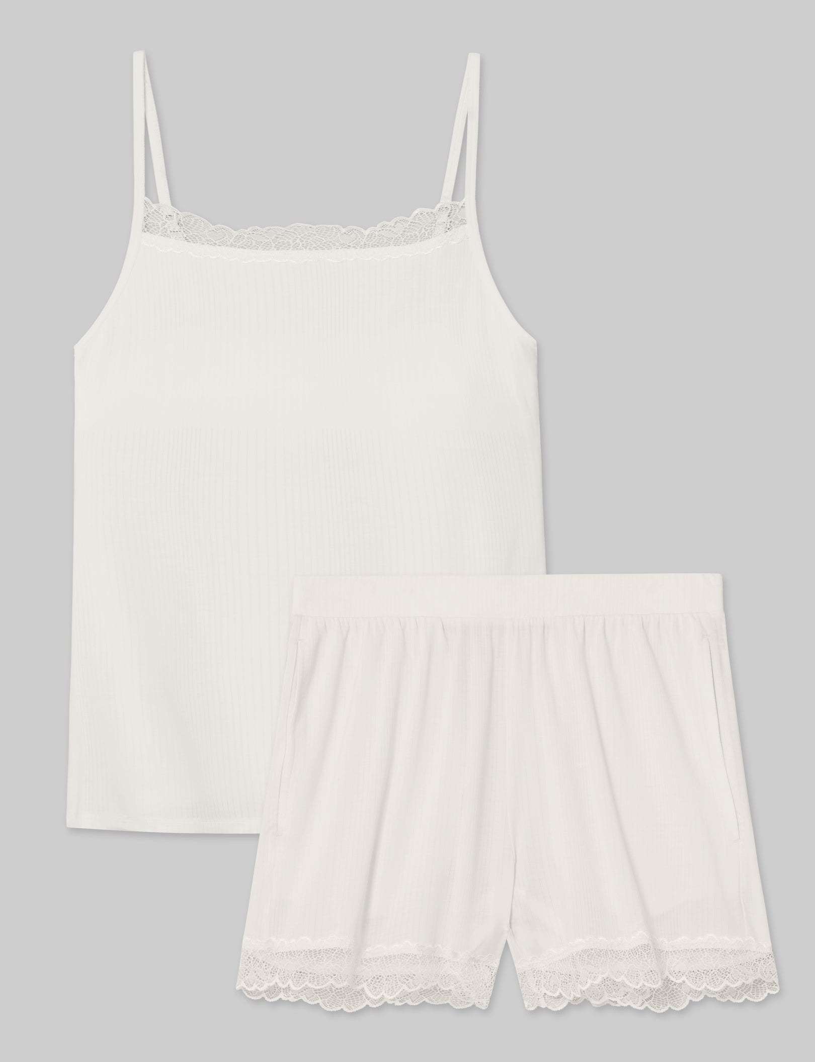 Women's Second Skin Luxe Rib Lace Cami & Short Set