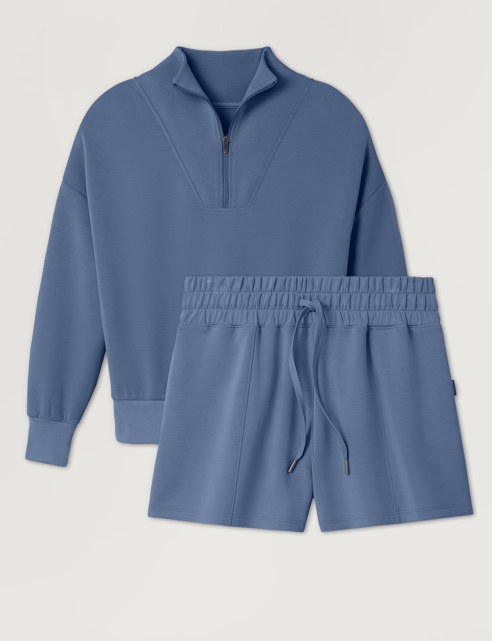 Women's Luxe Traveler Knit Quarter Zip & Short Set - Image 23
