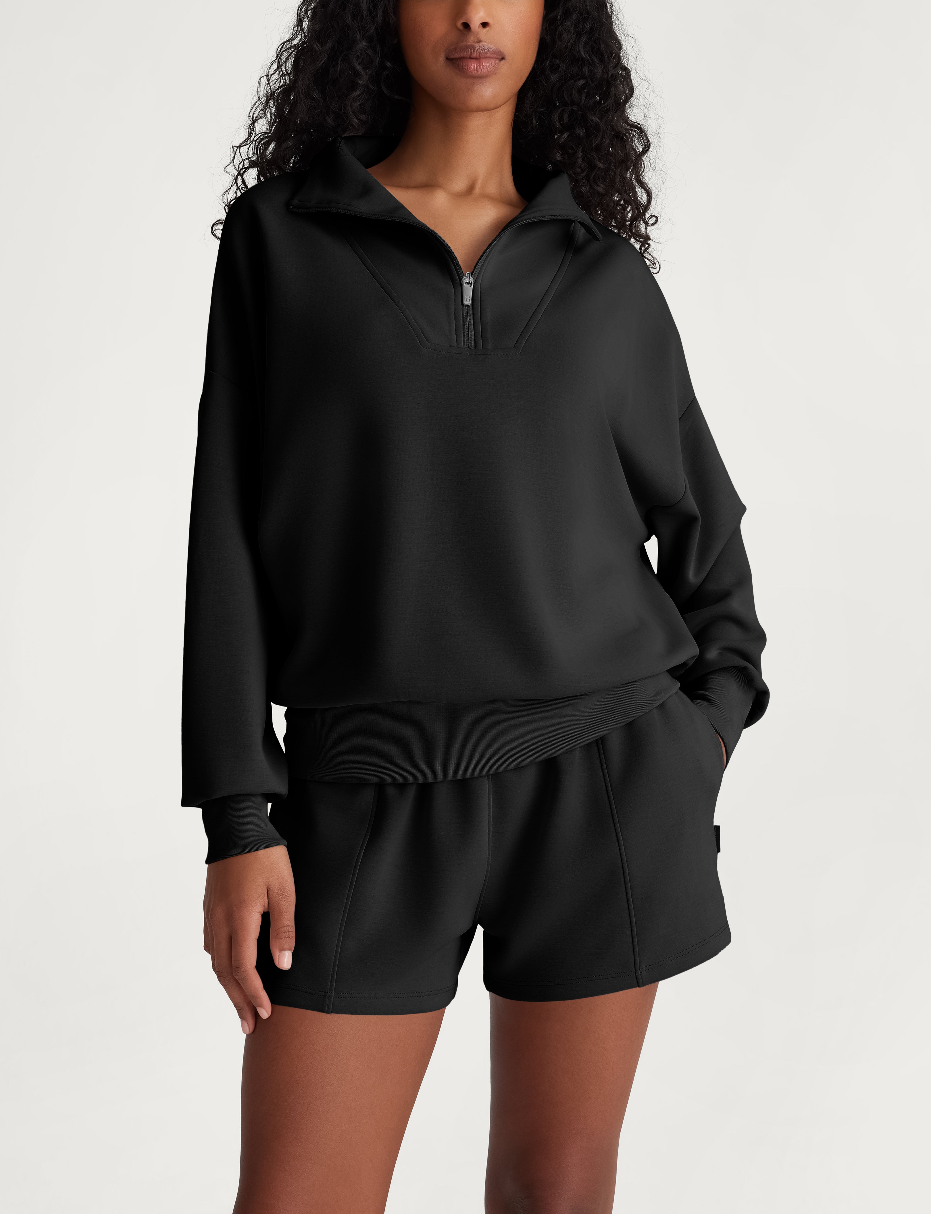 Women's Luxe Traveler Knit Quarter Zip & Short Set - Image 19
